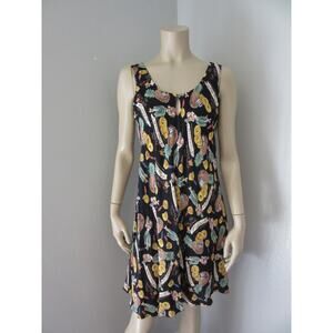 LAUREATE Multicolor Pineapples Resort Wear S Sleeveless Tropical Dress BR7
